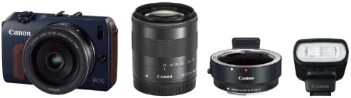 NEW Canon Mirrorless Interchangeable Lens Camera EOS M Double Lens Kit including EF-M18-55mm F3.5-5.6 IS STM/EF-M22mm F2 STM Bay Blue EOSMBL-WLK