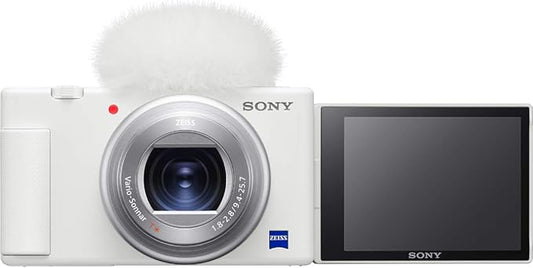 NEW Sony Compact Digital Camera VLOGCAM Vlog Camera ZV-1 Body with Windscreen, 24-70mm F1.8-2.8 Zoom Lens, White, ZV-1 W