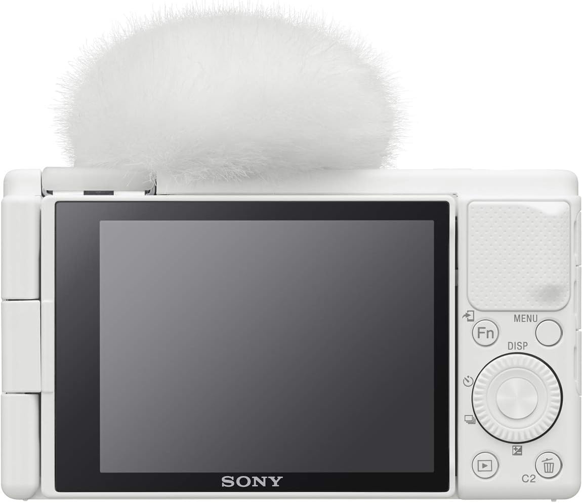 NEW Sony Compact Digital Camera VLOGCAM Vlog Camera ZV-1 Body with Windscreen, 24-70mm F1.8-2.8 Zoom Lens, White, ZV-1 W