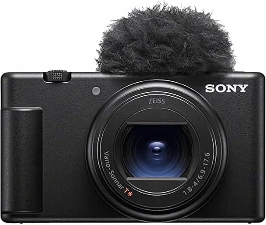 NEW Sony Compact Digital Camera VLOGCAM for Vlogging ZV-1II Body with Windscreen, 18-50mm F1.8-4.0 Zoom Lens, Black, ZV-1M2 B