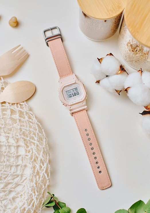 NEW [Casio] Watch G-SHOCK [Domestic genuine product] Web exclusive mid-size model FOOD TEXTILE material cross band Biomass plastic adopted GMD-S5600CT-4JF Men's Pale pink