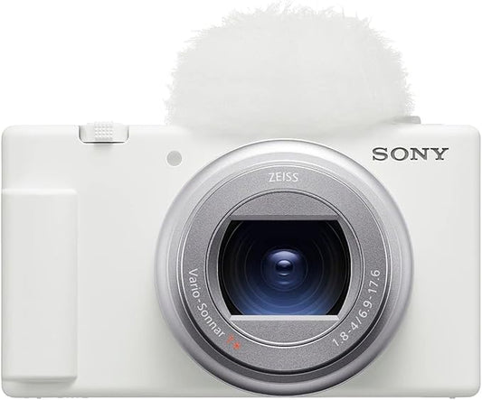 NEW SONY Compact Digital Camera VLOGCAM Vlog Camera ZV-1II Body with Windscreen, 18-50mm F1.8-4.0 Zoom Lens, White ZV-1M2 W