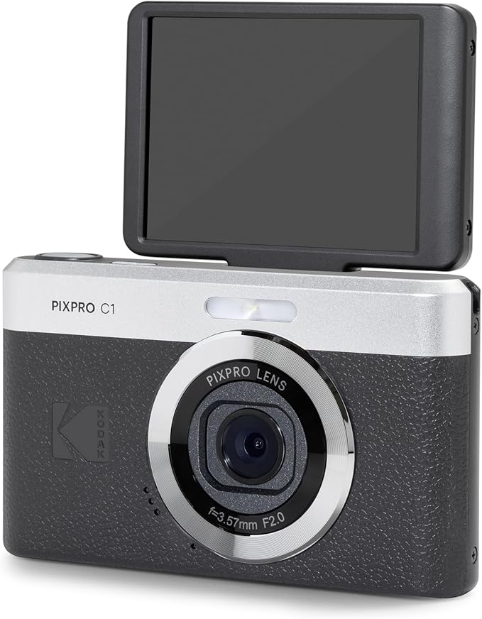 NEW KODAK Pixpro C1 – Ultra Compact Digital Camera | 13MP BSI CMOS, 4x Zoom, 2.8" LCD Screen, LED Flash, Built-in Battery – Black