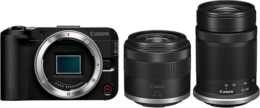 NEW Canon Digital SLR Camera EOS R50V Double Zoom Kit (RF-S14-30PZ/RF-S55-210)/Black