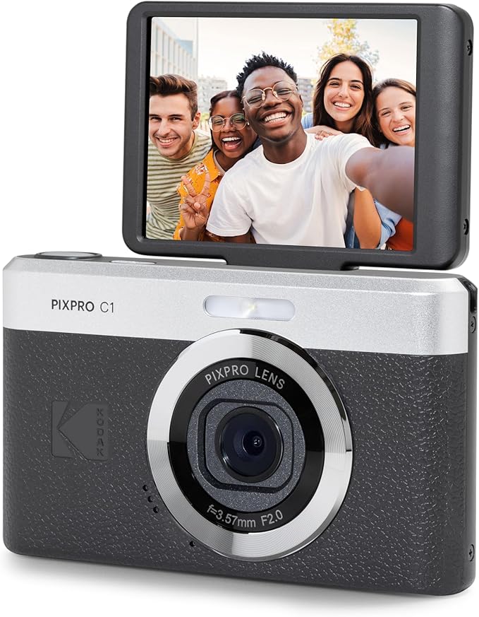 NEW KODAK Pixpro C1 – Ultra Compact Digital Camera | 13MP BSI CMOS, 4x Zoom, 2.8" LCD Screen, LED Flash, Built-in Battery – Black